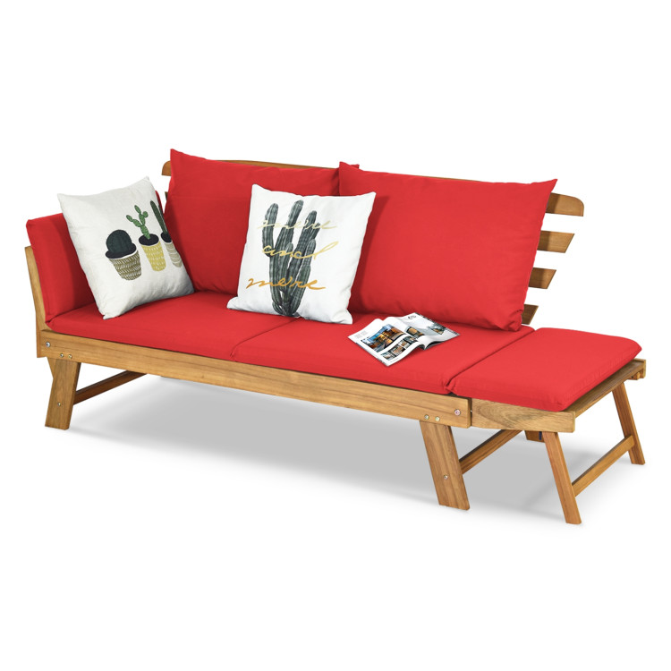 Adjustable  Patio Convertible Sofa with Thick Cushion -RedCostway Gallery View 10 of 14