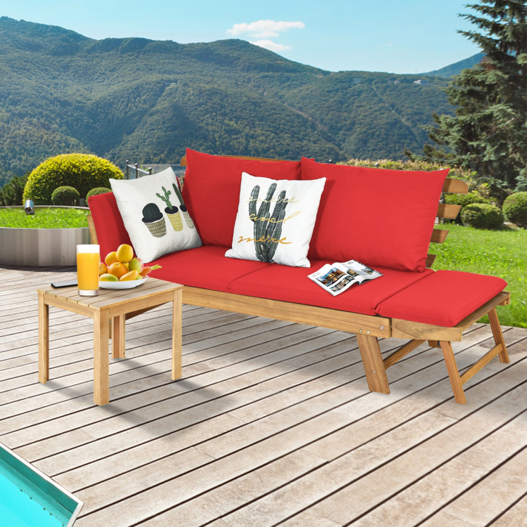 Adjustable  Patio Convertible Sofa with Thick Cushion -RedCostway Gallery View 1 of 14