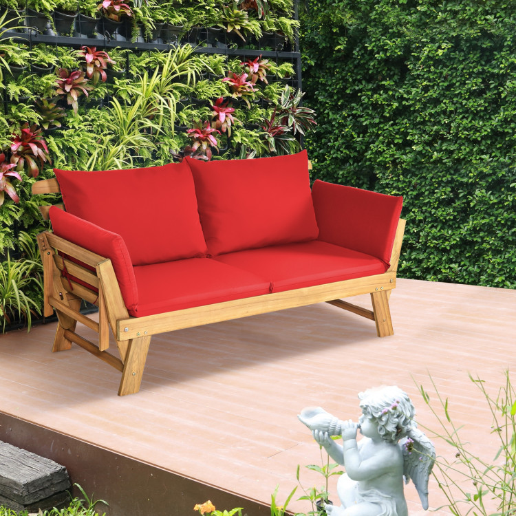 Adjustable  Patio Convertible Sofa with Thick Cushion -RedCostway Gallery View 7 of 14