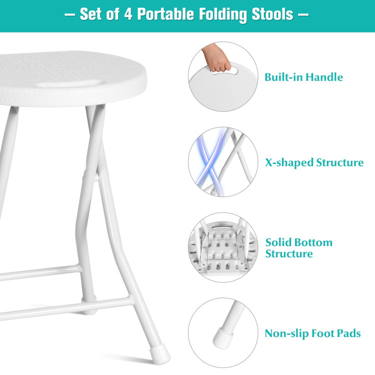 Set of 4 18 Inch Collapsible Round Stools with HandleCostway Gallery View 12 of 12