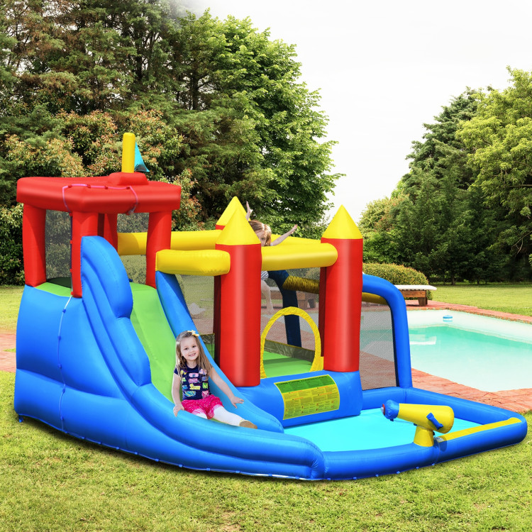 Inflatable Bounce House Splash Pool with Water Climb Slide Blower includedCostway Gallery View 1 of 9