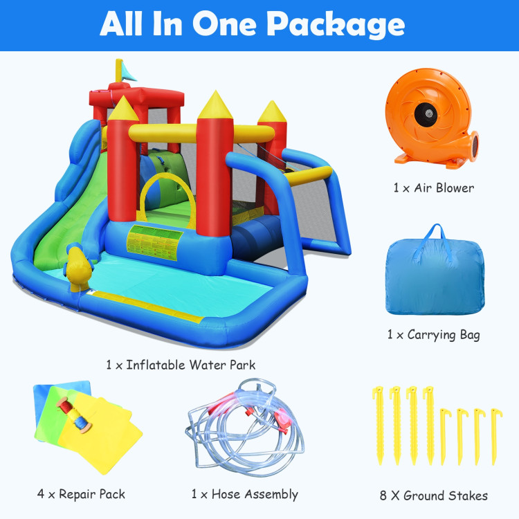 Inflatable Bounce House Splash Pool with Water Climb Slide Blower includedCostway Gallery View 8 of 9