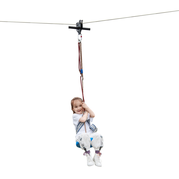 100 Feet Zipline Kit for Backyard Kids Adults with Stainless Steel Spring Brake SeatCostway Gallery View 1 of 11