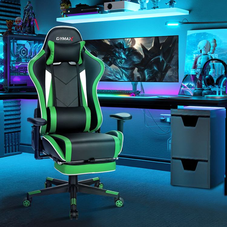High Back Gaming Chair Adjustable Office Computer Task Chair with FootrestCostway Gallery View 6 of 10
