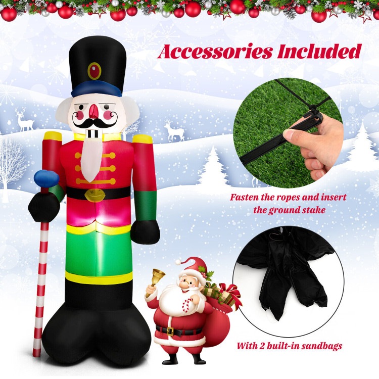 8 Feet Inflatable Nutcracker Soldier with 2 Built-in LED LightsCostway Gallery View 9 of 10