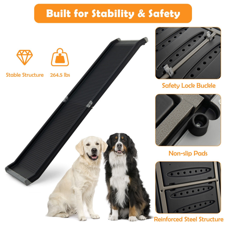 63 Feet Upgrade Folding Pet Ramp Portable Dog Ramp with Steel FrameCostway Gallery View 5 of 11