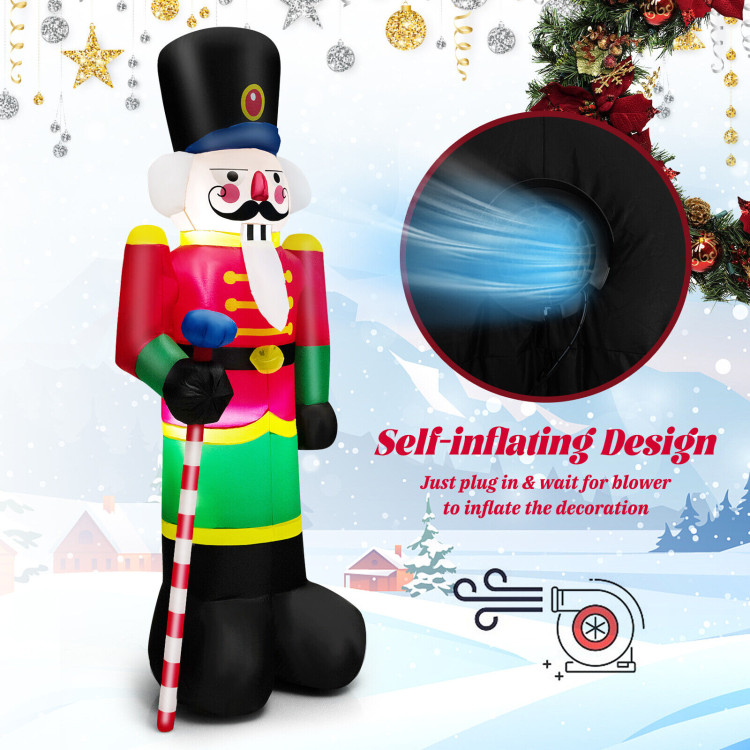 8 Feet Inflatable Nutcracker Soldier with 2 Built-in LED LightsCostway Gallery View 5 of 10