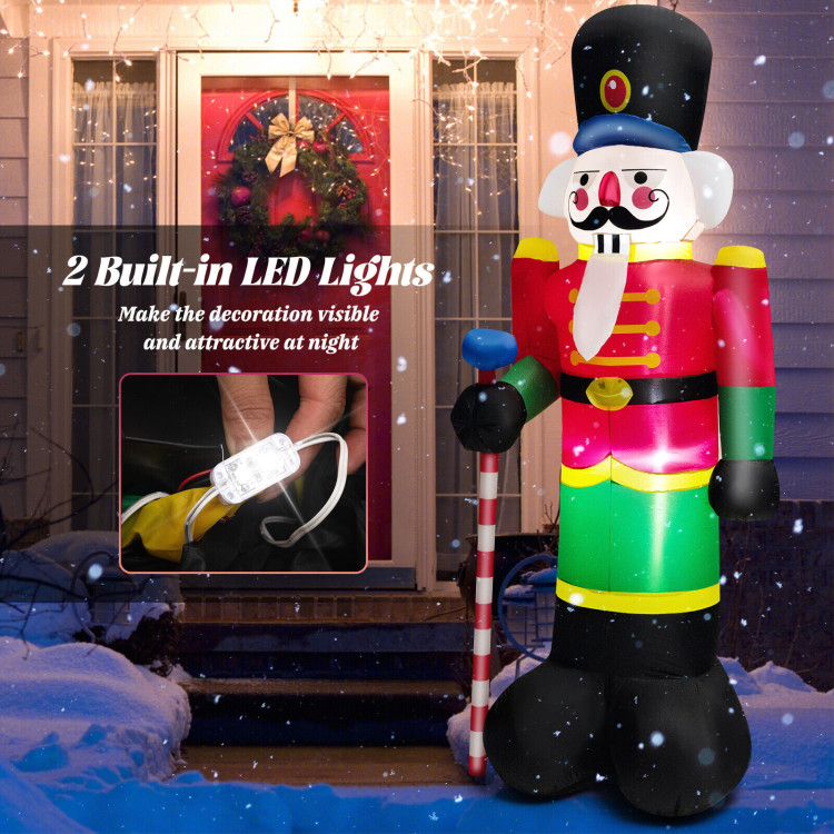 8 Feet Inflatable Nutcracker Soldier with 2 Built-in LED LightsCostway Gallery View 3 of 10