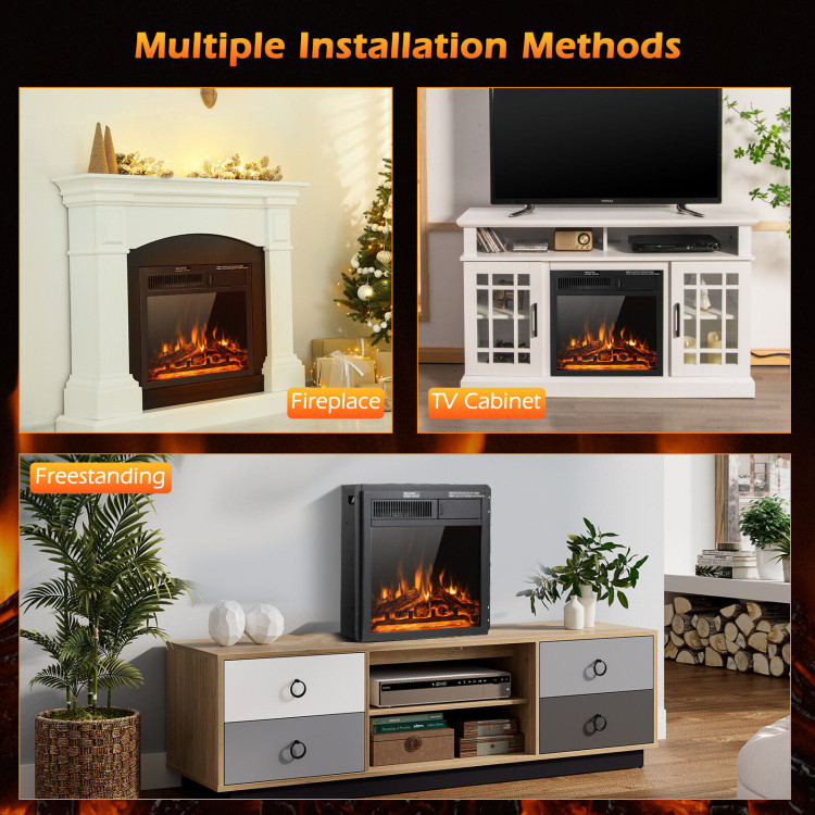 18 Inch Electric Fireplace Insert with 7-Level Adjustable Flame BrightnessCostway Gallery View 7 of 11