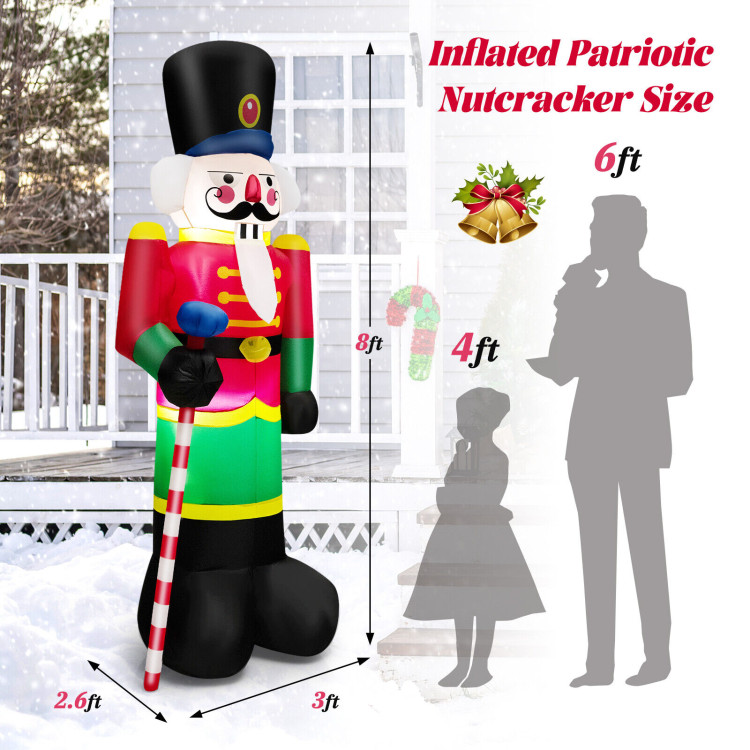 8 Feet Inflatable Nutcracker Soldier with 2 Built-in LED LightsCostway Gallery View 4 of 10