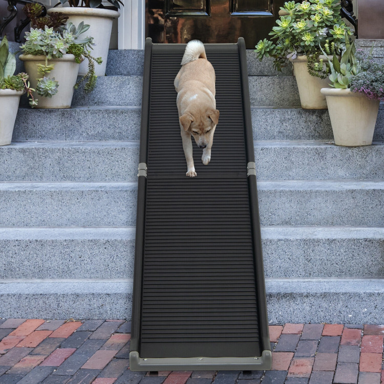 63 Feet Upgrade Folding Pet Ramp Portable Dog Ramp with Steel FrameCostway Gallery View 7 of 11
