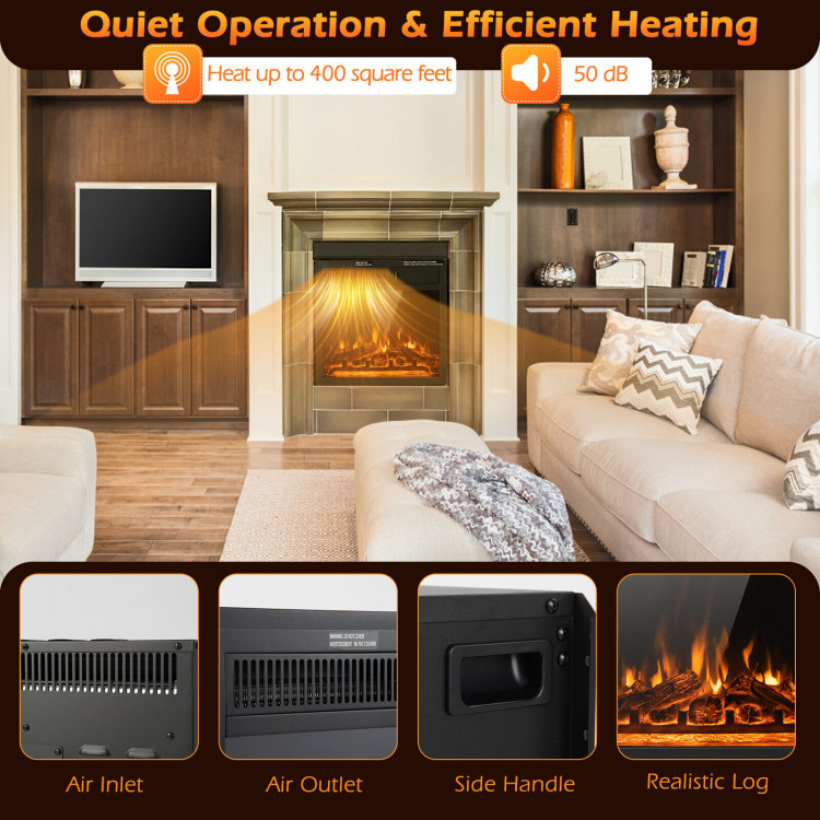 18 Inch Electric Fireplace Insert with 7-Level Adjustable Flame BrightnessCostway Gallery View 8 of 11