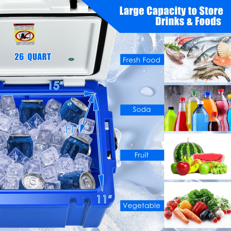 26 Quart Portable Cooler with Food Grade Material-BlueCostway Gallery View 6 of 15