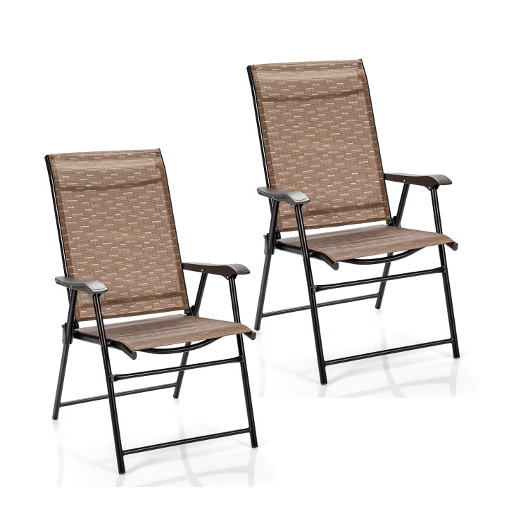 2 Pieces Outdoor Patio Folding Chair with Armrest for Camping GardenCostway Gallery View 1 of 12