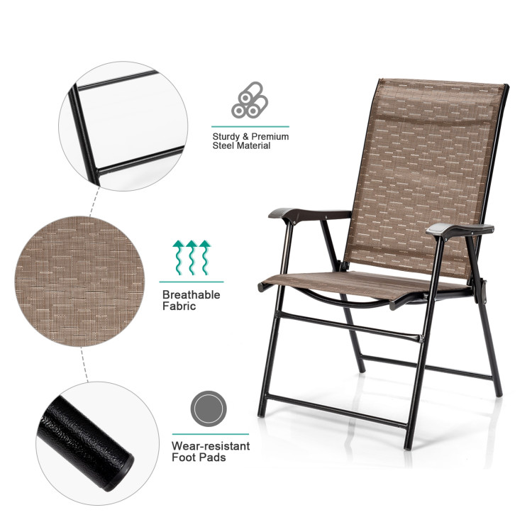 2 Pieces Outdoor Patio Folding Chair with Armrest for Camping GardenCostway Gallery View 11 of 12