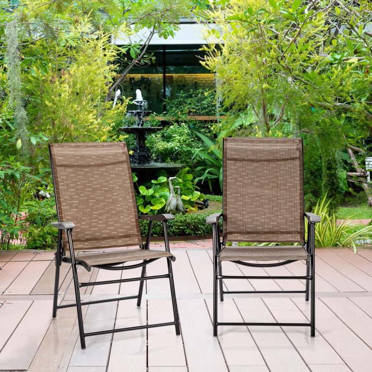 2 Pieces Outdoor Patio Folding Chair with Armrest for Camping GardenCostway Gallery View 8 of 12