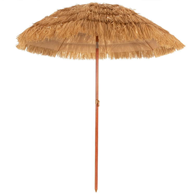 6.5 Feet Portable Thatched Tiki Beach Umbrella with Adjustable Tilt for Poolside and BackyardCostway Gallery View 4 of 11