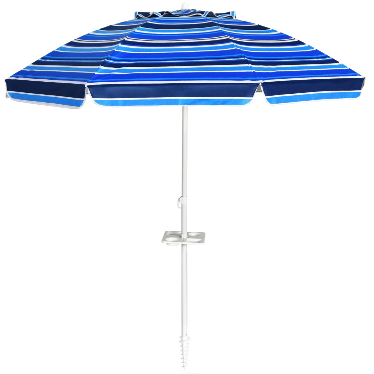 7.2 Feet Portable Outdoor Beach Umbrella with Sand Anchor and Tilt Mechanism-NavyCostway Gallery View 3 of 12
