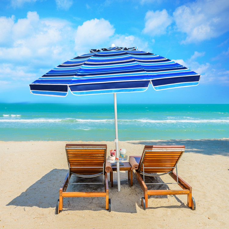 7.2 Feet Portable Outdoor Beach Umbrella with Sand Anchor and Tilt Mechanism-NavyCostway Gallery View 1 of 12