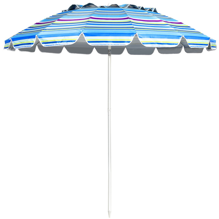 8FT Portable Beach Umbrella with Sand Anchor and Tilt Mechanism for Garden and Patio-BlueCostway Gallery View 3 of 12