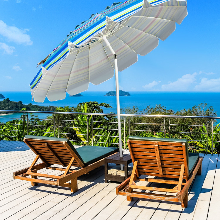 8FT Portable Beach Umbrella with Sand Anchor and Tilt Mechanism for Garden and Patio-BlueCostway Gallery View 6 of 12