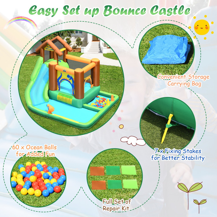 Inflatable Waterslide Bounce House Climbing Wall Ball Pit with BlowerCostway Gallery View 12 of 13