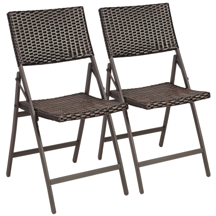 Set of 2 Folding Patio Rattan Portable Dining ChairsCostway Gallery View 1 of 16