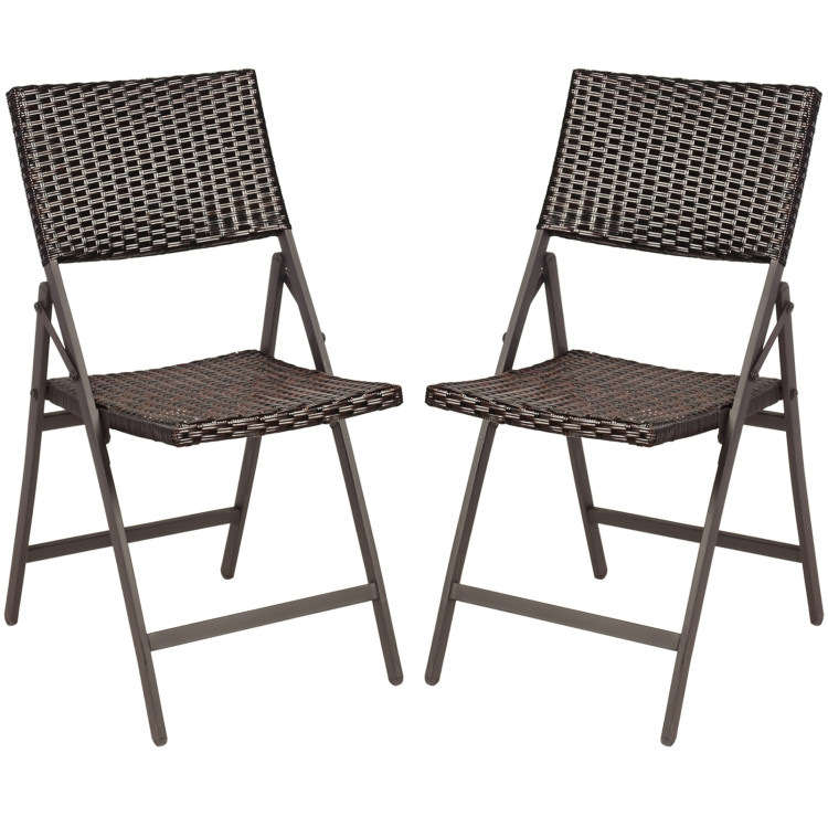Set of 2 Folding Patio Rattan Portable Dining ChairsCostway Gallery View 10 of 16