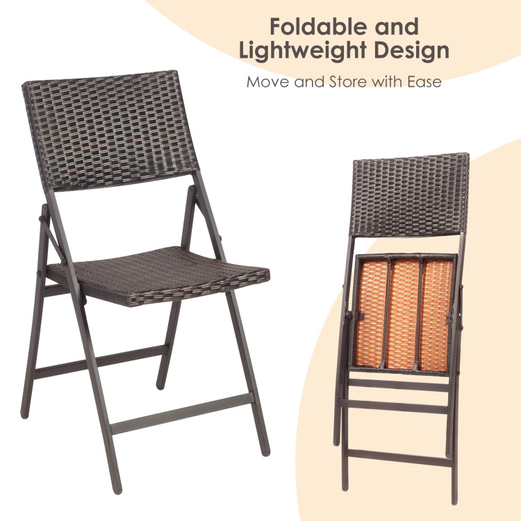 Set of 2 Folding Patio Rattan Portable Dining ChairsCostway Gallery View 15 of 16