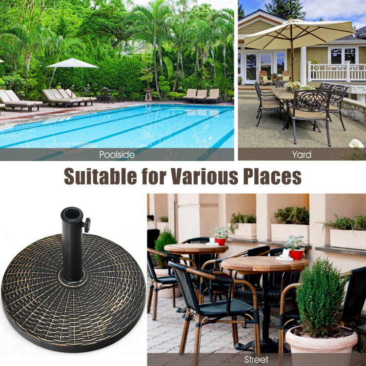 22Lbs Patio Resin Umbrella Base with Wicker Style for Outdoor UseCostway Gallery View 11 of 12