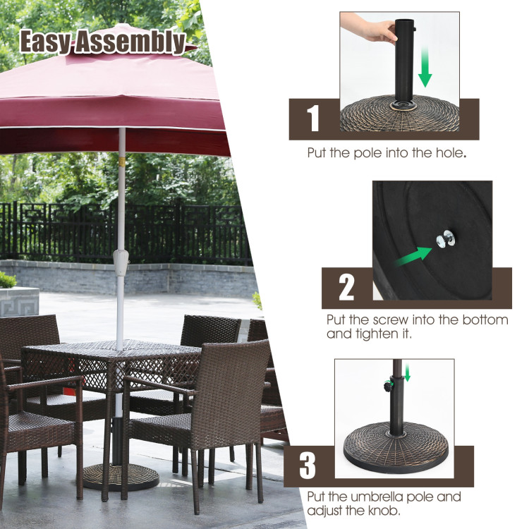 22Lbs Patio Resin Umbrella Base with Wicker Style for Outdoor Use - Gallery View 9 of 12