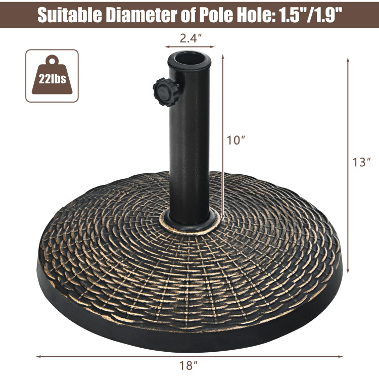 22Lbs Patio Resin Umbrella Base with Wicker Style for Outdoor UseCostway Gallery View 4 of 12
