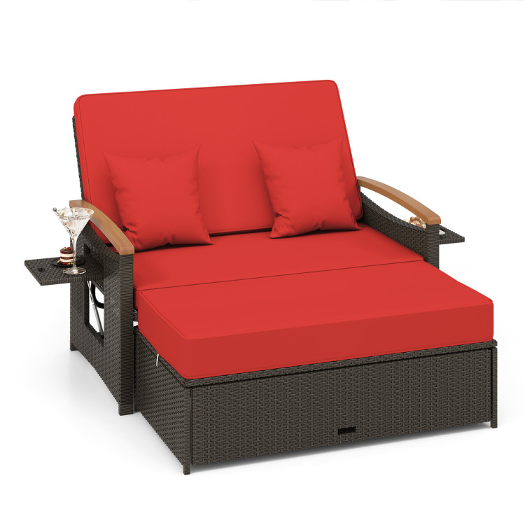 Outdoor Wicker Daybed with Folding Panels and Storage Ottoman - Gallery View 1 of 10