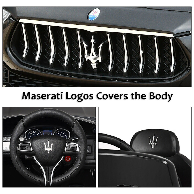 12 V Remote Control Maserati Licensed Kids Ride on Car-BlackCostway Gallery View 11 of 12