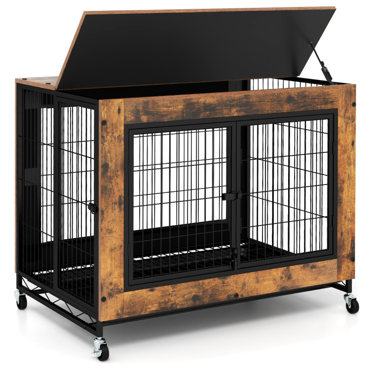 Industrial Dog Kennel with Flip-up Top 3 Lockable Doors and Removable Tray - Gallery View 1 of 10