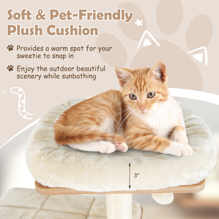 Modern Cat Tree Tower with Large Plush Perch and Sisal Scratching Plate -  Costway