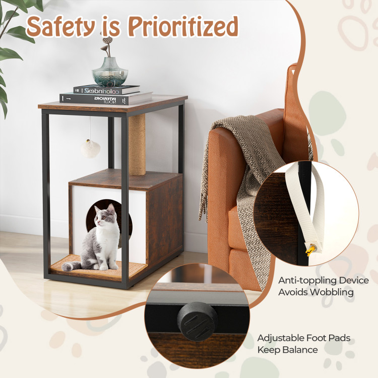 Cat Furniture End Table Cat House with Scratching Post - Gallery View 9 of 10
