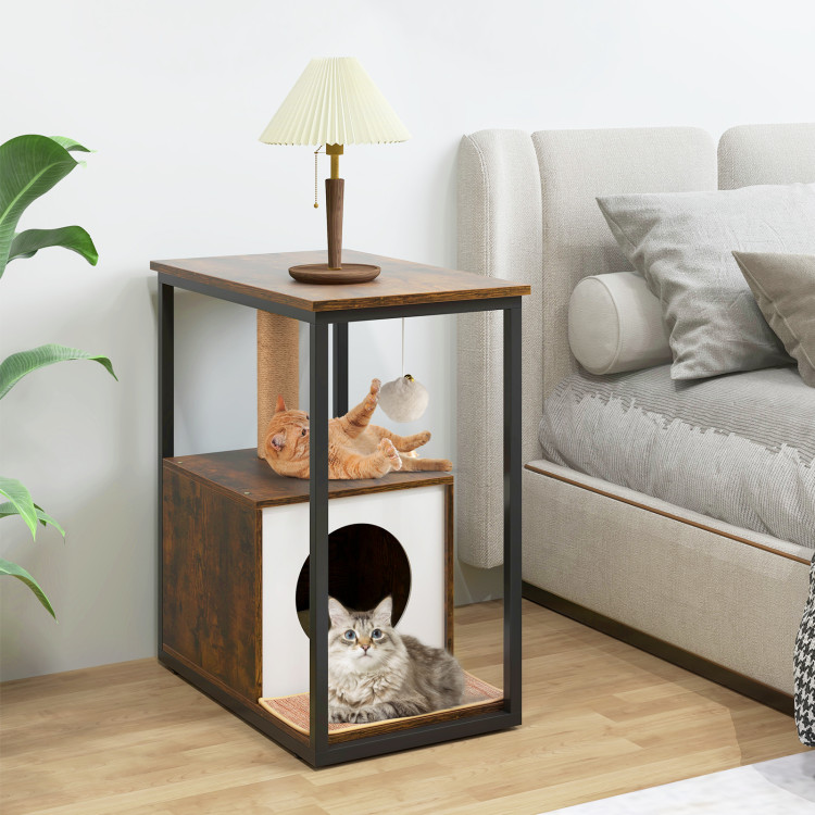 Cat Furniture End Table Cat House with Scratching Post - Gallery View 5 of 10