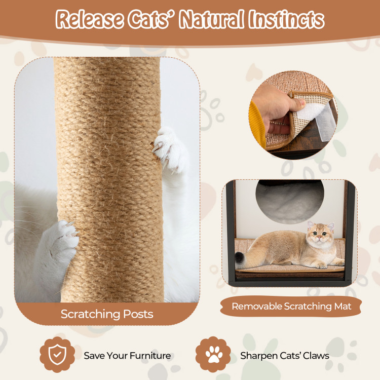 Cat Furniture End Table Cat House with Scratching Post - Gallery View 7 of 10