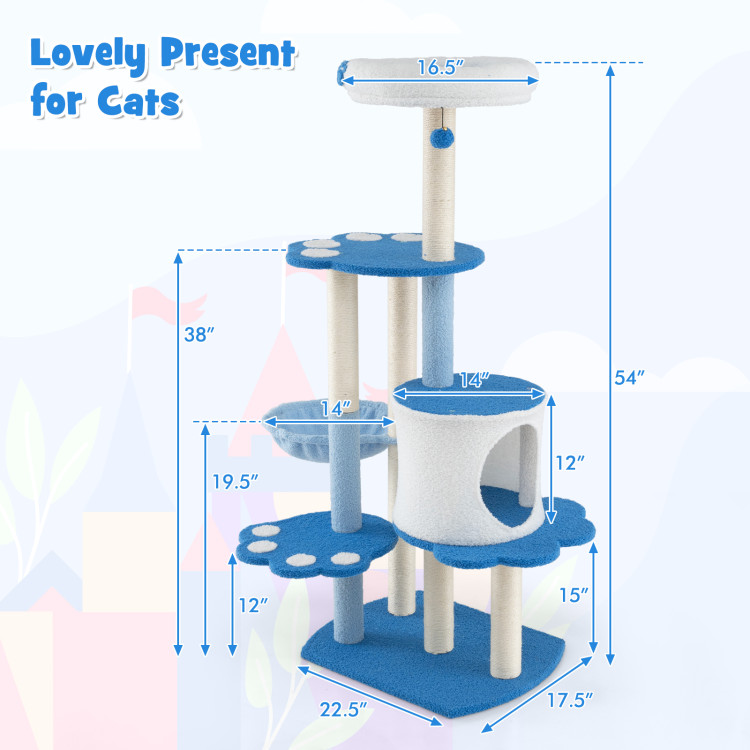 54 Inches Tall Modern Cat Tree Tower for Indoor Cats - Gallery View 4 of 10