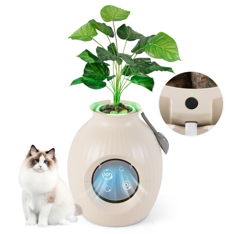 Smart Plant Cat Litter Box with Electronic Odor Removal & Sterilization - Gallery View 4 of 9