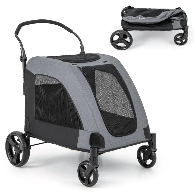 4 Wheels Extra Large Dog Stroller Foldable Pet Stroller with Dual Entry - Gallery View 1 of 10