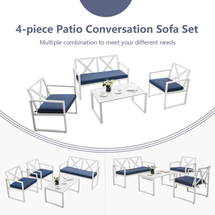 4 Pieces Outdoor Conversation Set with Sturdy Steel FrameCostway Gallery View 7 of 10