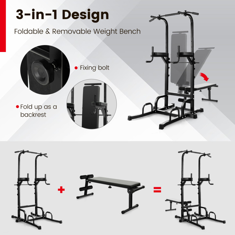 Costway Multi-function Power Tower Pull Up Bar Dip Stand Home Gym Full-body  Workout : Target