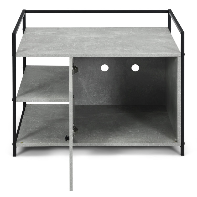 Enclosure Hidden Litter Furniture Cabinet with 2-Tier Storage Shelf-GrayCostway Gallery View 7 of 10