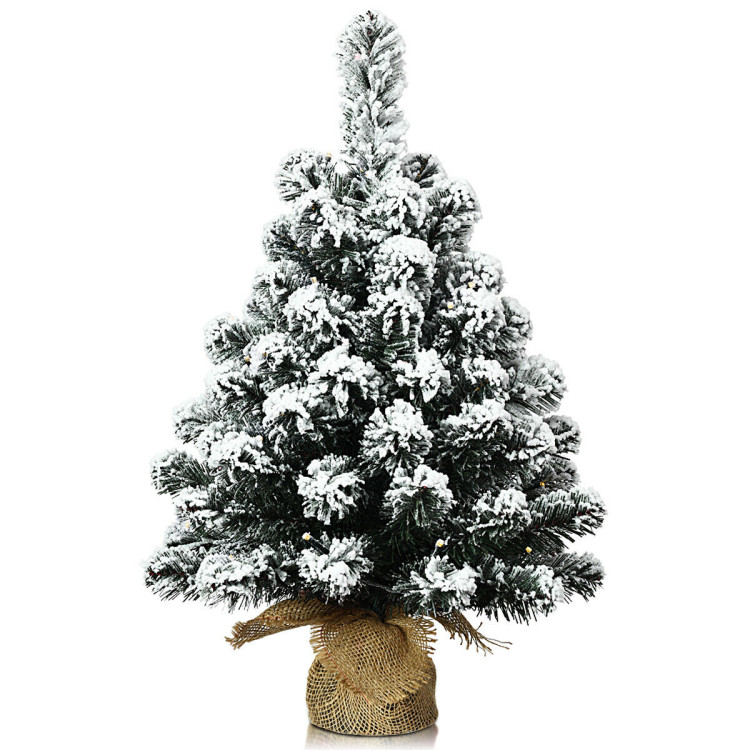 24 Inch Pre-Lit Snow Flocked Tabletop Battery Operated Christmas TreeCostway Gallery View 9 of 10