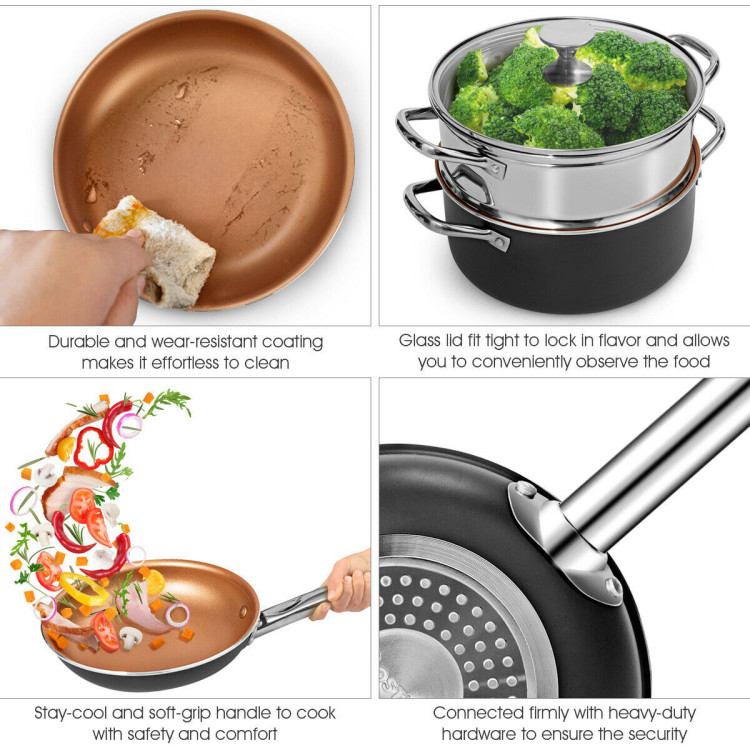 12-Piece Safe Non-stick Cookware SetCostway Gallery View 9 of 11
