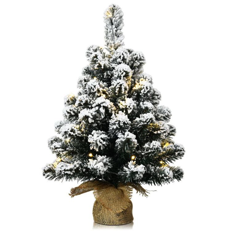 24 Inch Pre-Lit Snow Flocked Tabletop Battery Operated Christmas TreeCostway Gallery View 1 of 10