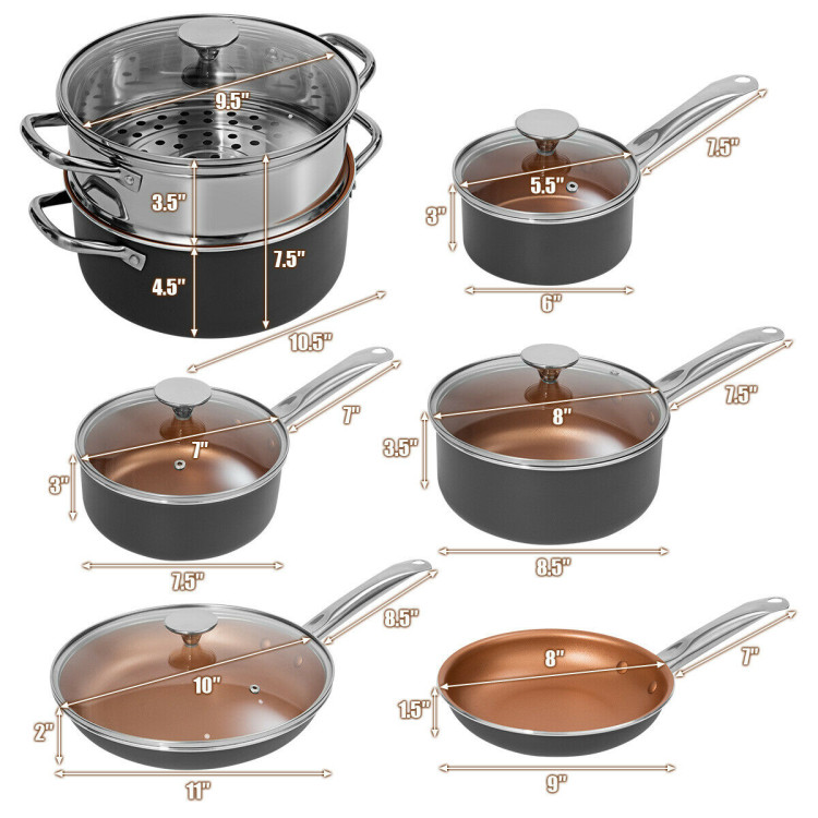 12-Piece Safe Non-stick Cookware SetCostway Gallery View 4 of 11