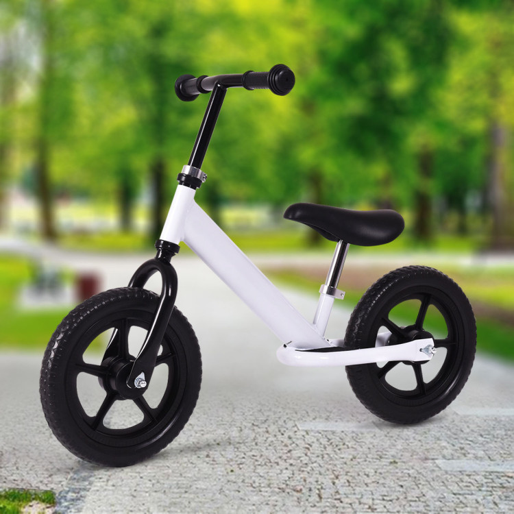 12 Inch Kids No-Pedal Bike with Adjustable Seat-WhiteCostway Gallery View 2 of 7
